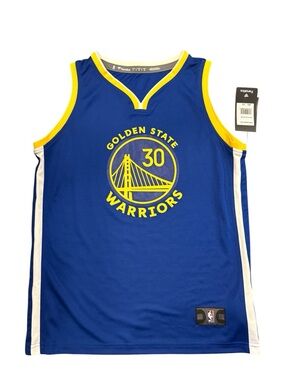 Stephen Curry NBA Blue and Yellow Golden State Warriors #30 Jersey Youth Large